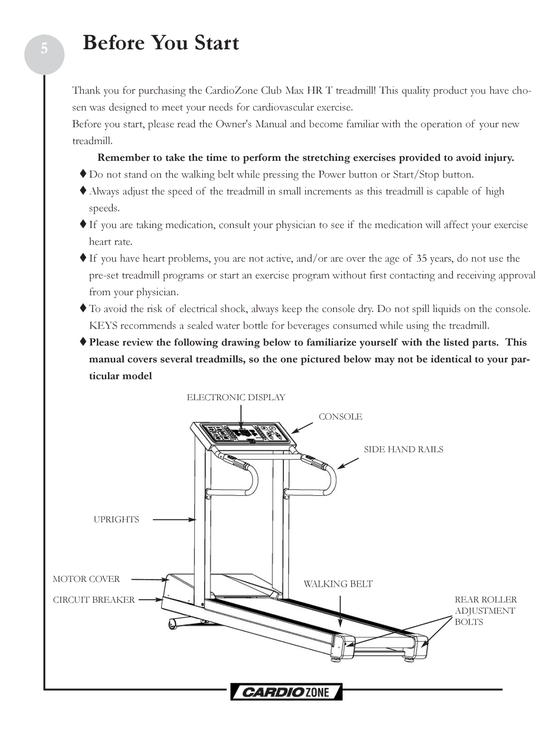 Keys Fitness CZCLUBMAX owner manual Before You Start 