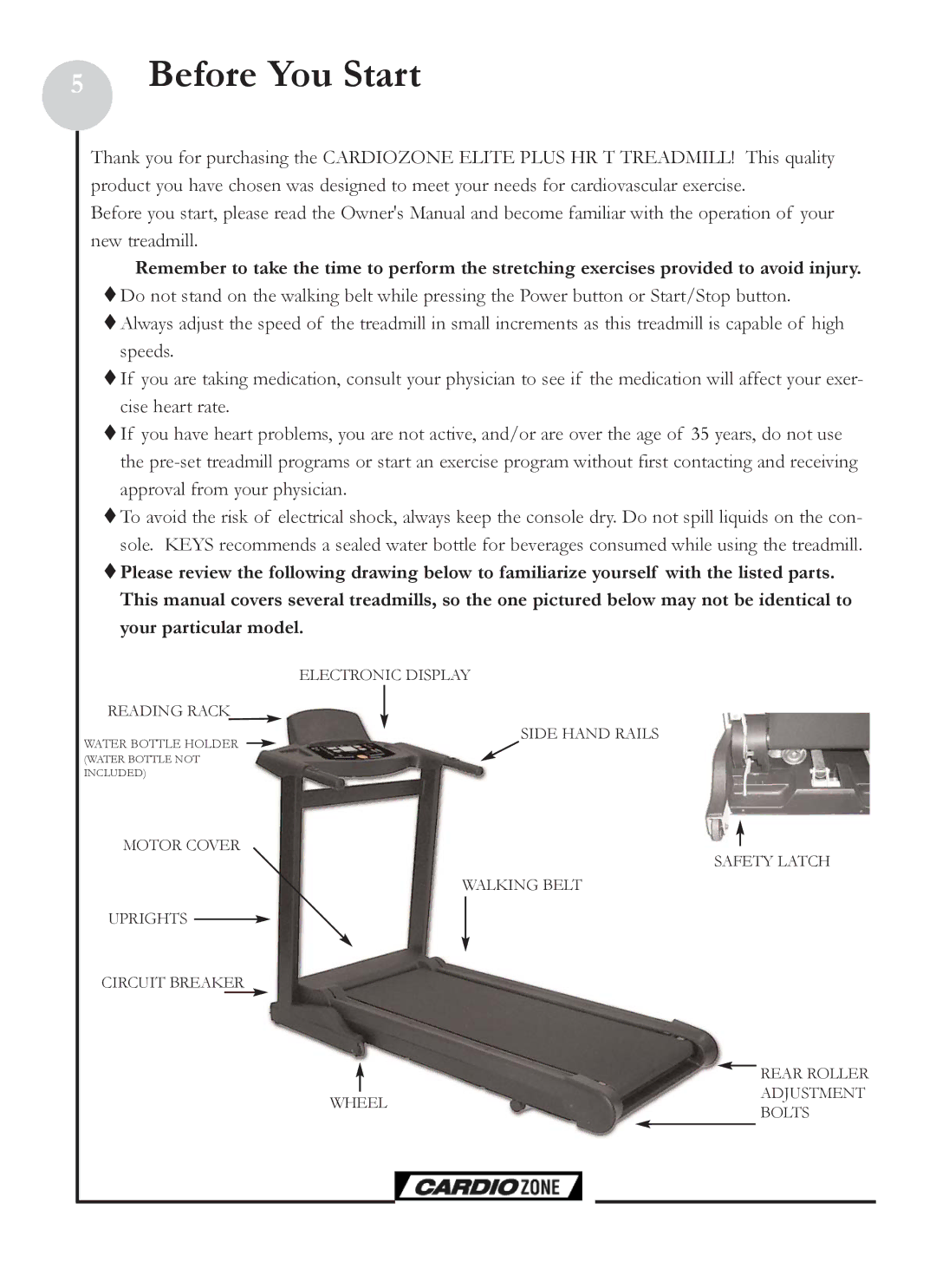 Keys Fitness CZE Plus owner manual Before You Start 