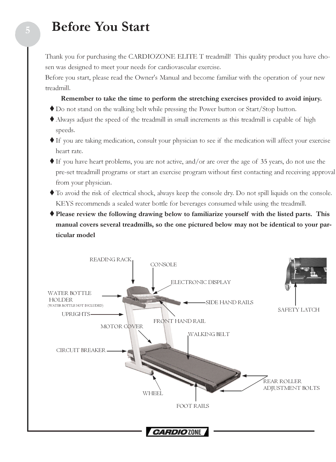 Keys Fitness CZE owner manual Before You Start, Safety Latch 