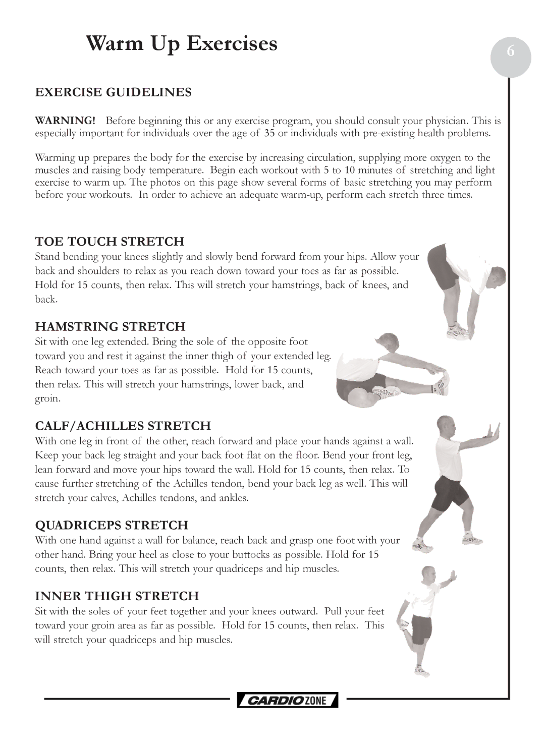 Keys Fitness CZE owner manual Warm Up Exercises 