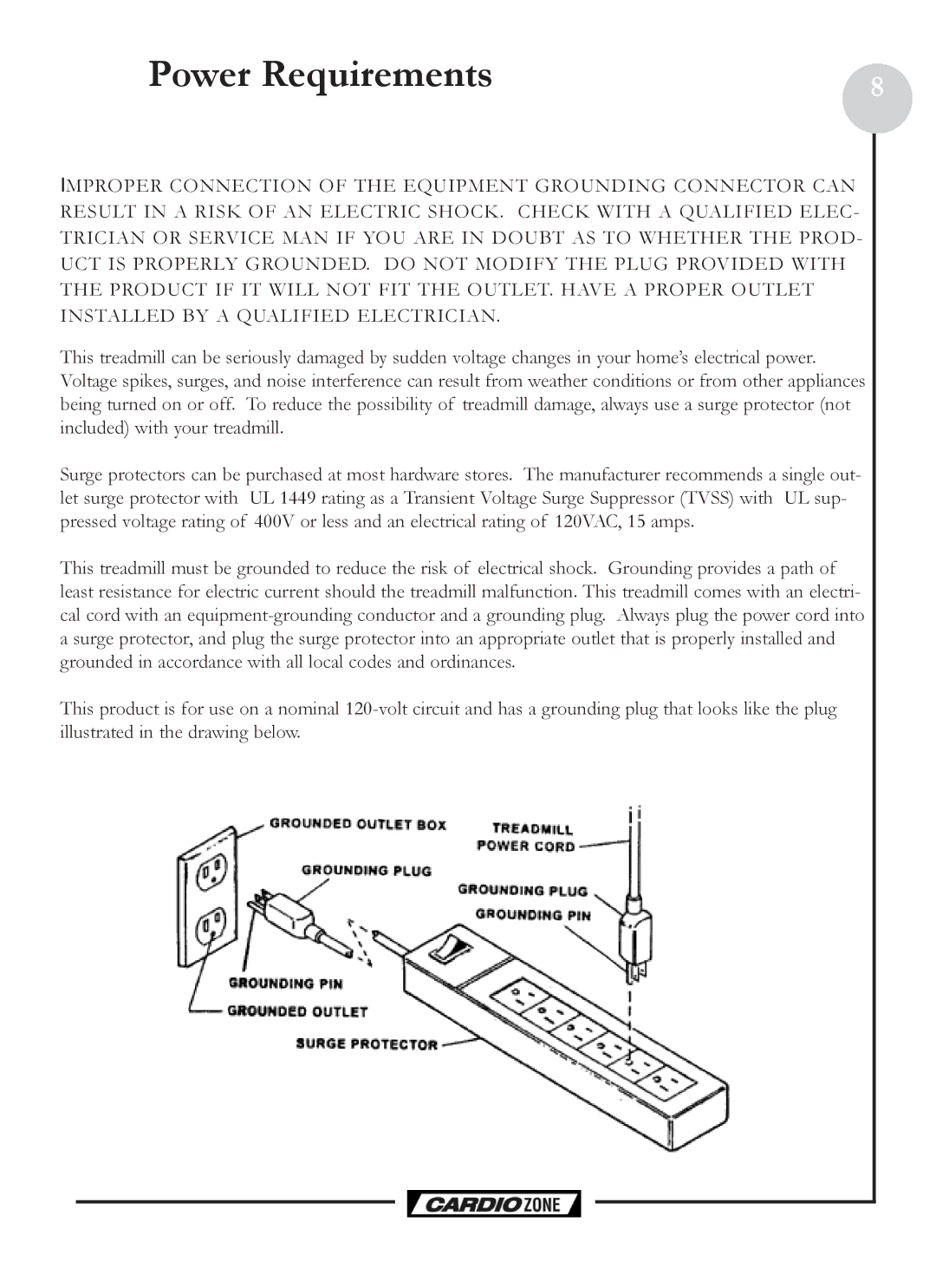 Keys Fitness CZE owner manual Power Requirements 