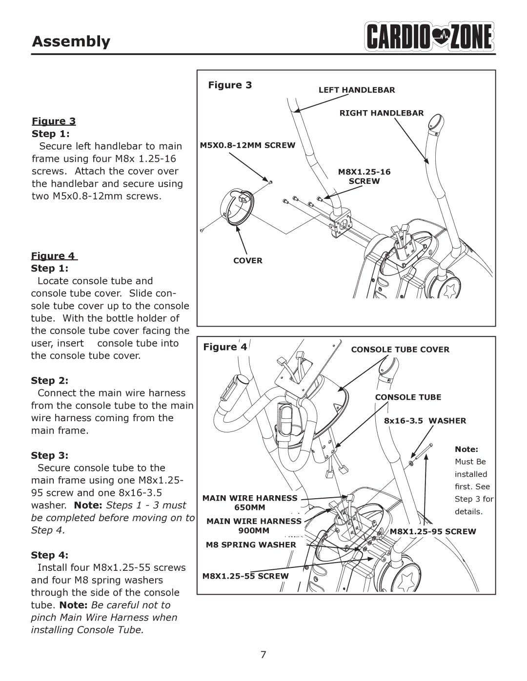 Keys Fitness E-CZ100 owner manual Left Handlebar Right Handlebar M5X0.8-12MM Screw 