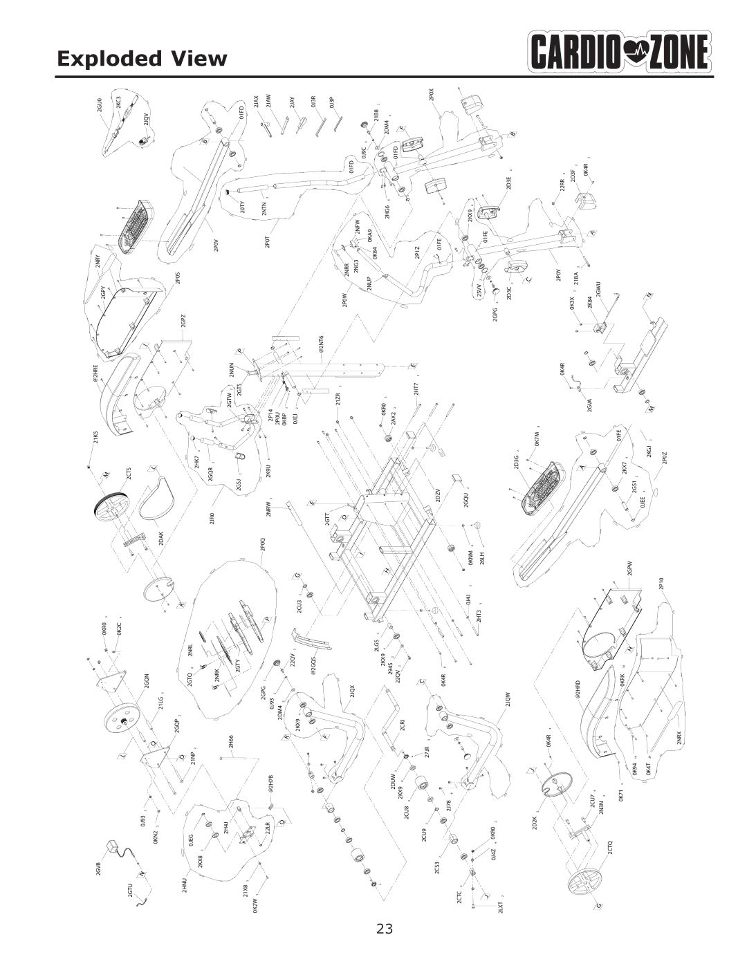 Keys Fitness E-CZ200 owner manual View, Exploded 