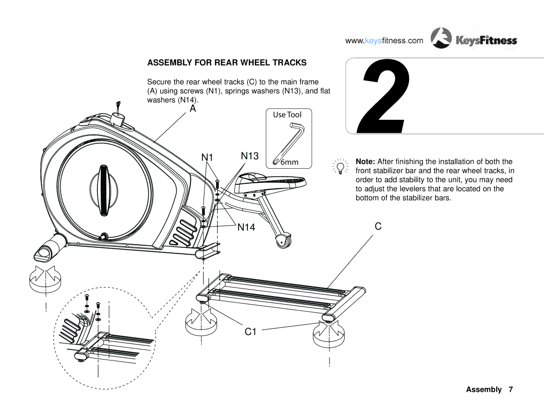 Keys Fitness E2-0 owner manual N14C, Assembly for Rear Wheel Tracks 