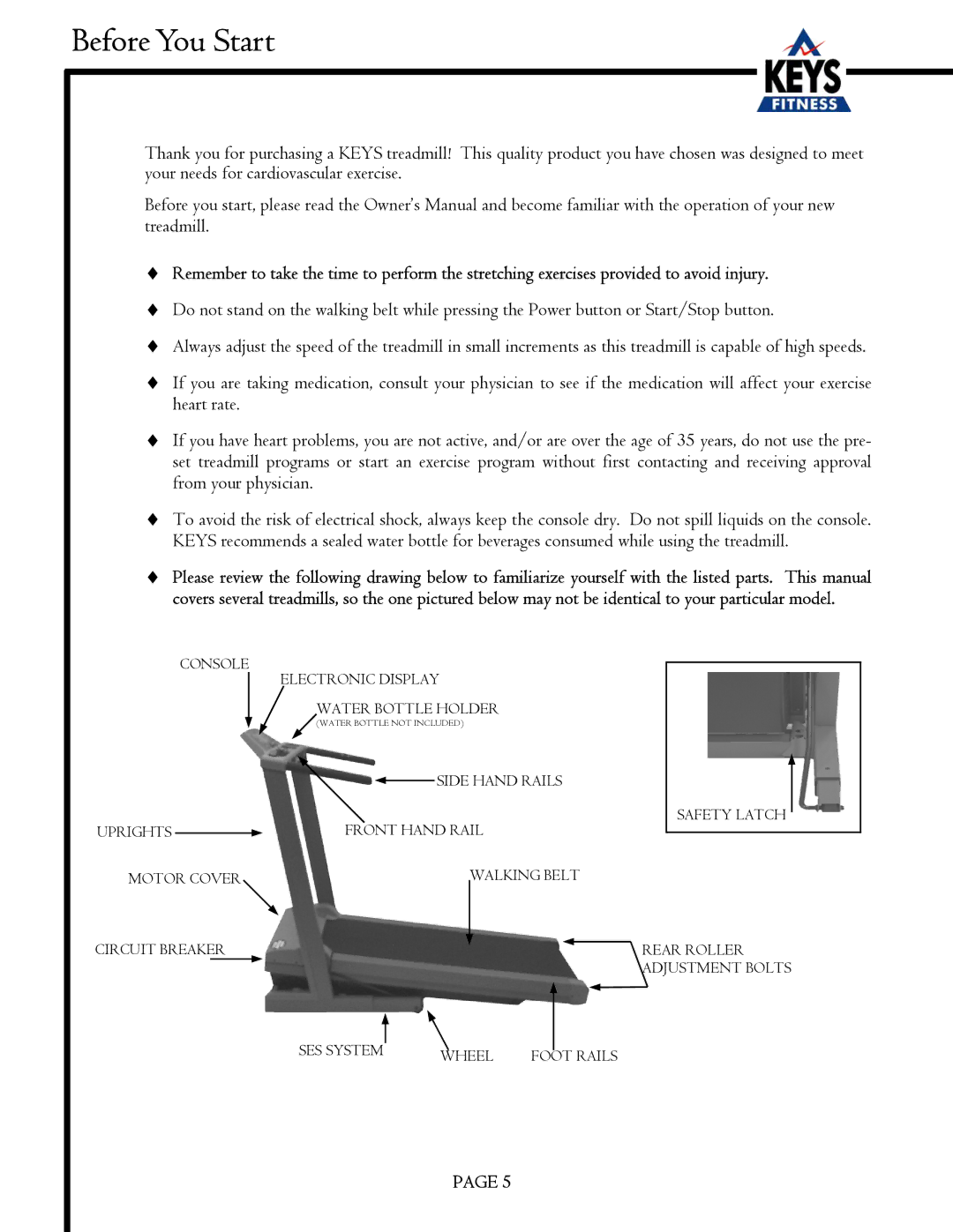 Keys Fitness EC1500-C owner manual Before You Start 