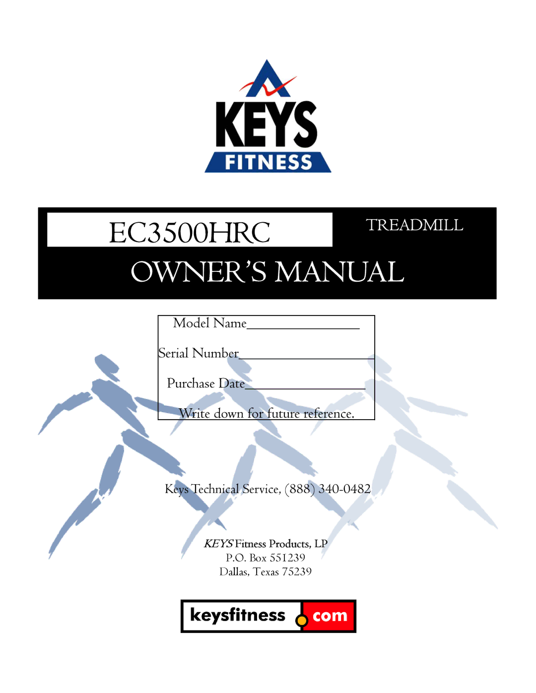 Keys Fitness EC3500HRC owner manual Keys Fitness Products, LP 