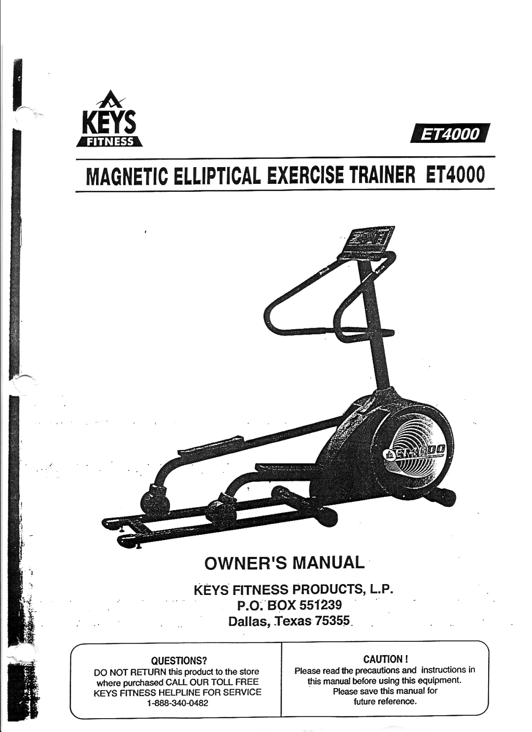 Keys Fitness ET4000 manual 