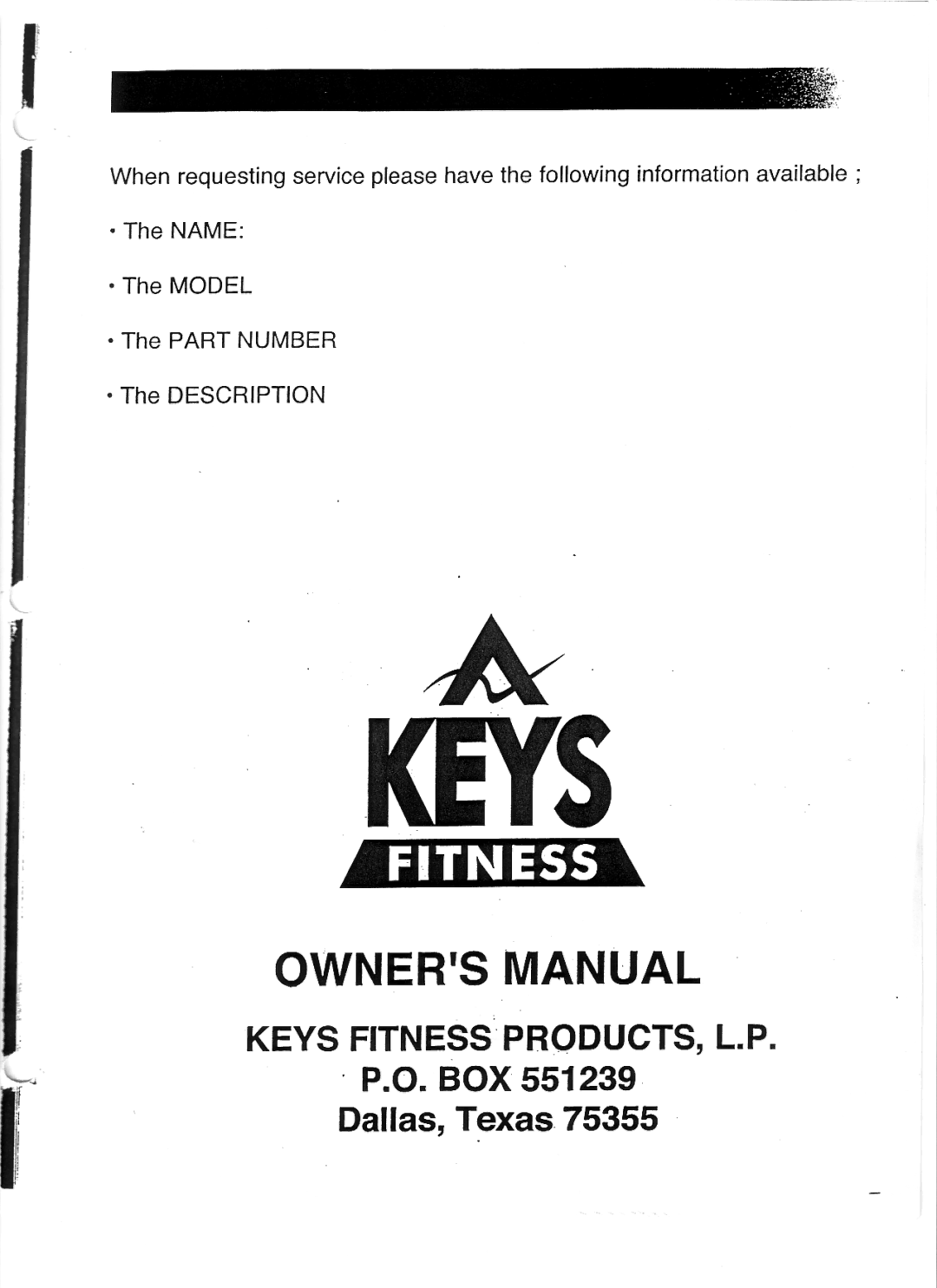 Keys Fitness ET4000 manual 