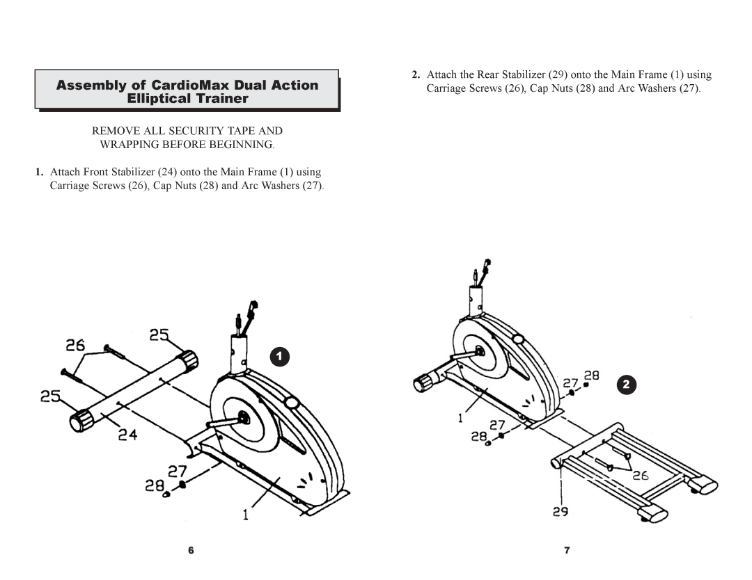 Keys Fitness ET520D owner manual Assembly of CardioMax Dual Action Elliptical Trainer 