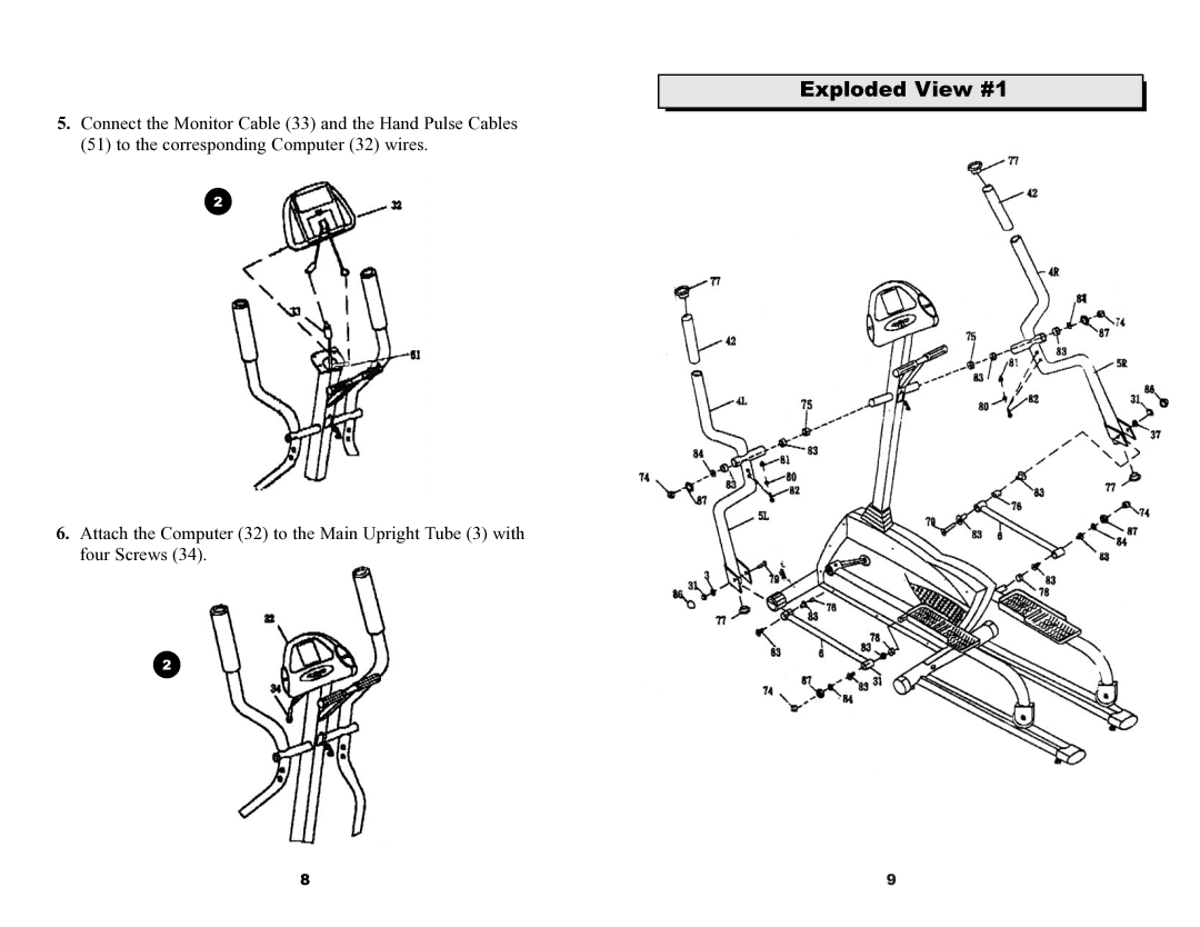 Keys Fitness ET530D owner manual Exploded View #1 