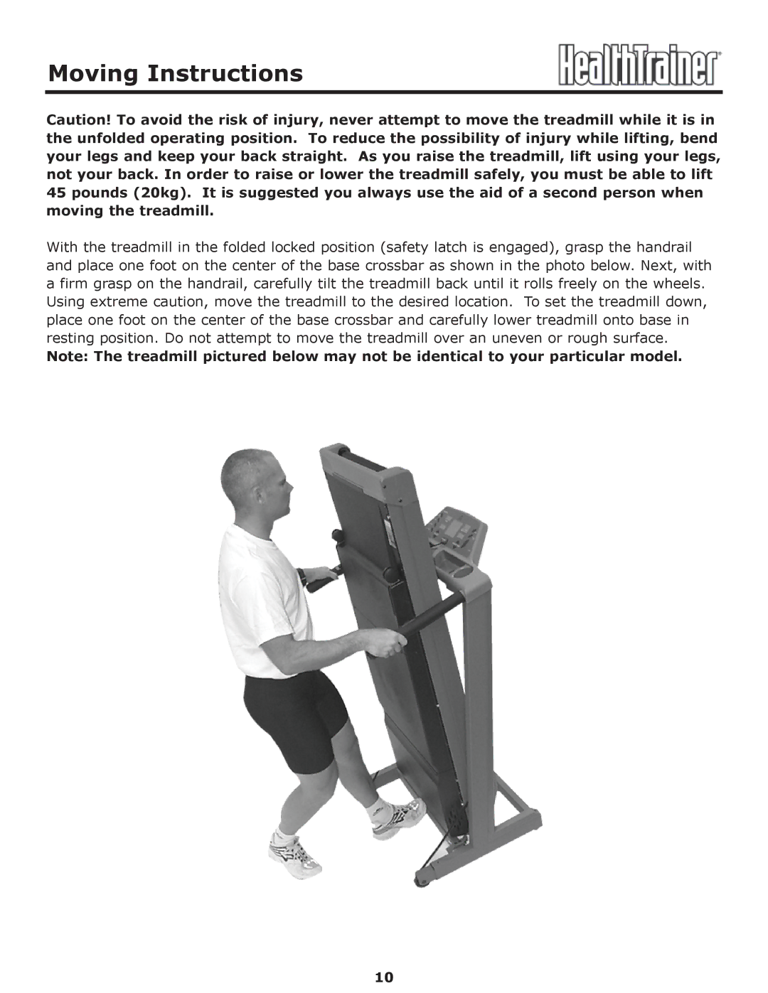 Keys Fitness HT-CLASSIC owner manual Moving Instructions 