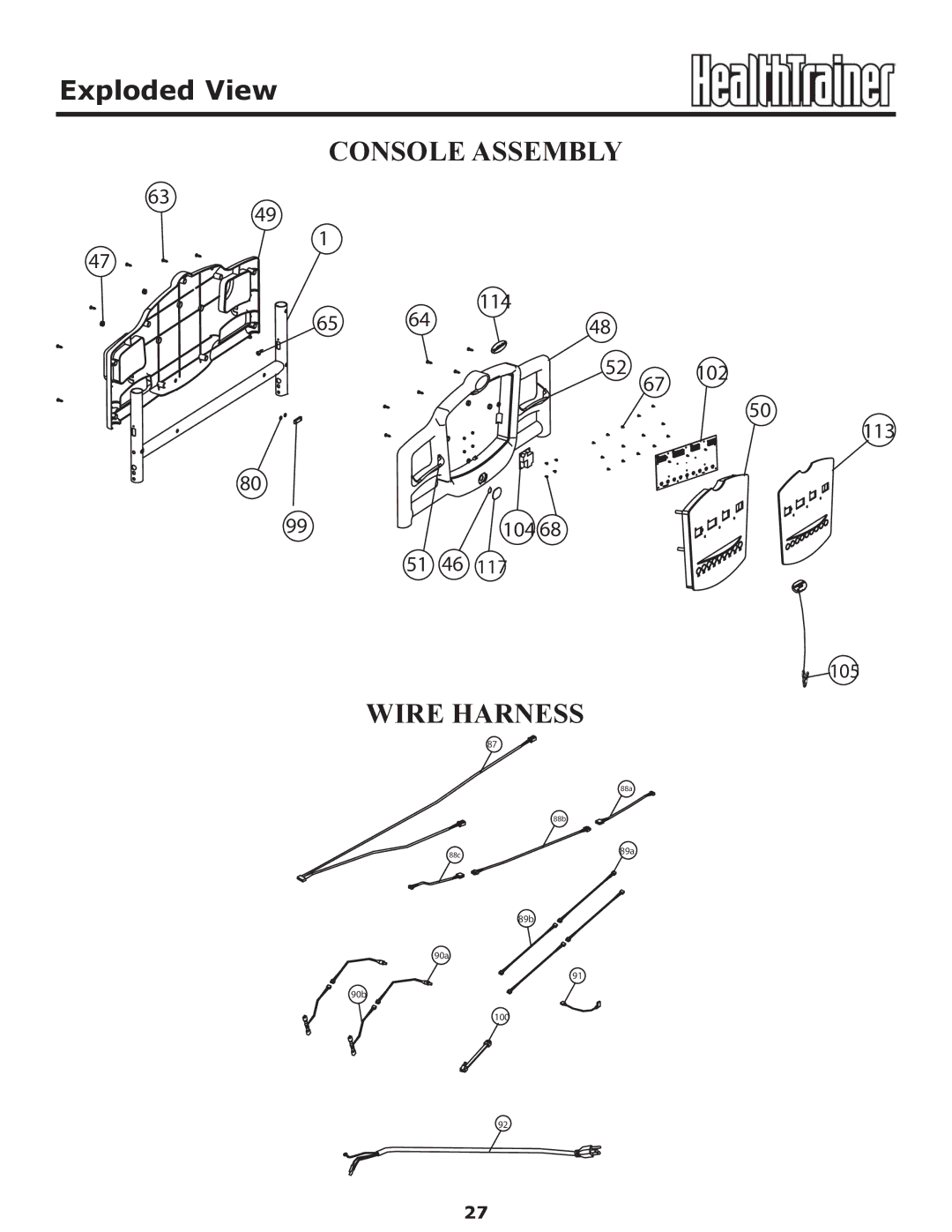 Keys Fitness HT-PRO owner manual Console Assembly 