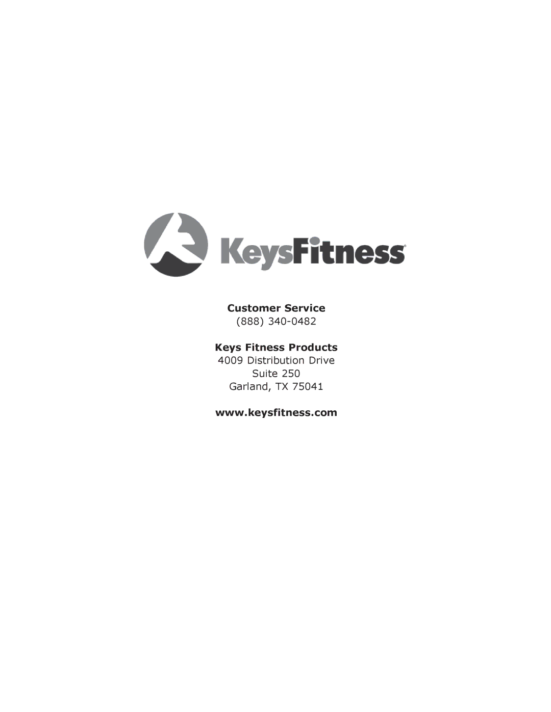 Keys Fitness HT-PRO owner manual Customer Service 