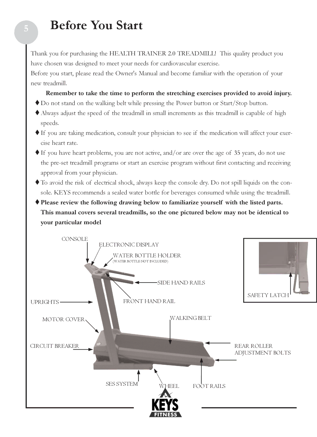 Keys Fitness HT2-0 owner manual Before You Start 