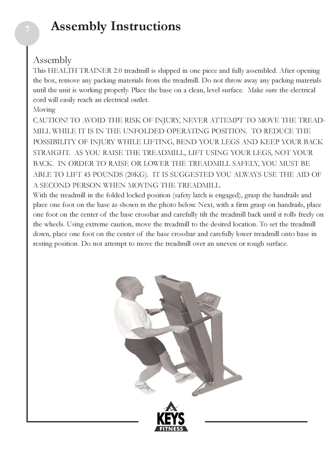 Keys Fitness HT2-0 owner manual Assembly Instructions 