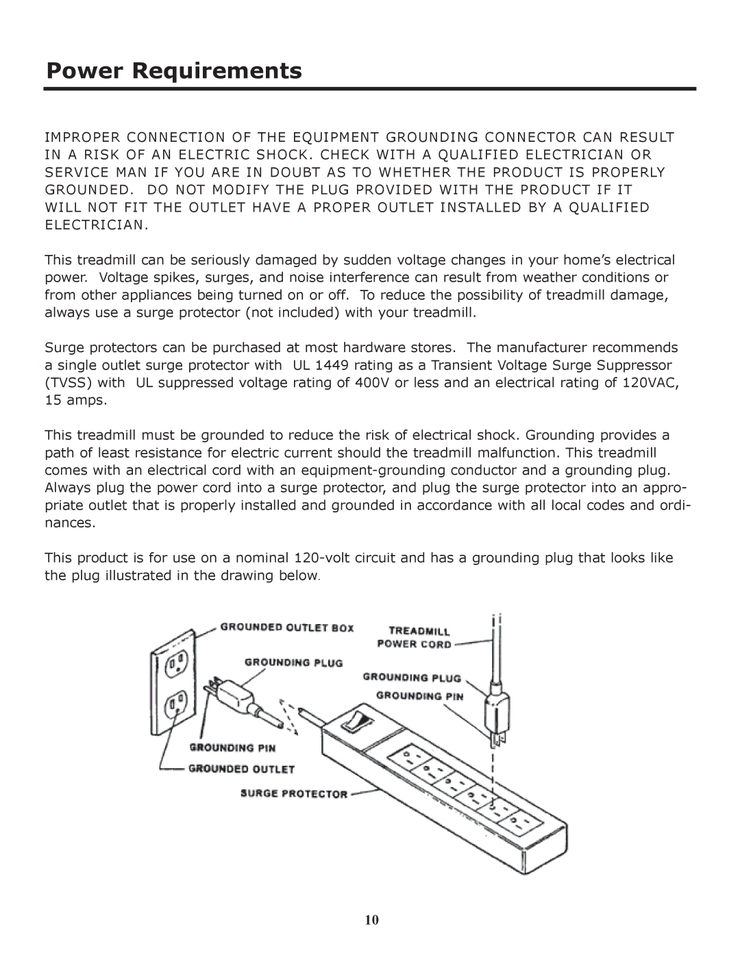 Keys Fitness HT403T owner manual Power Requirements 