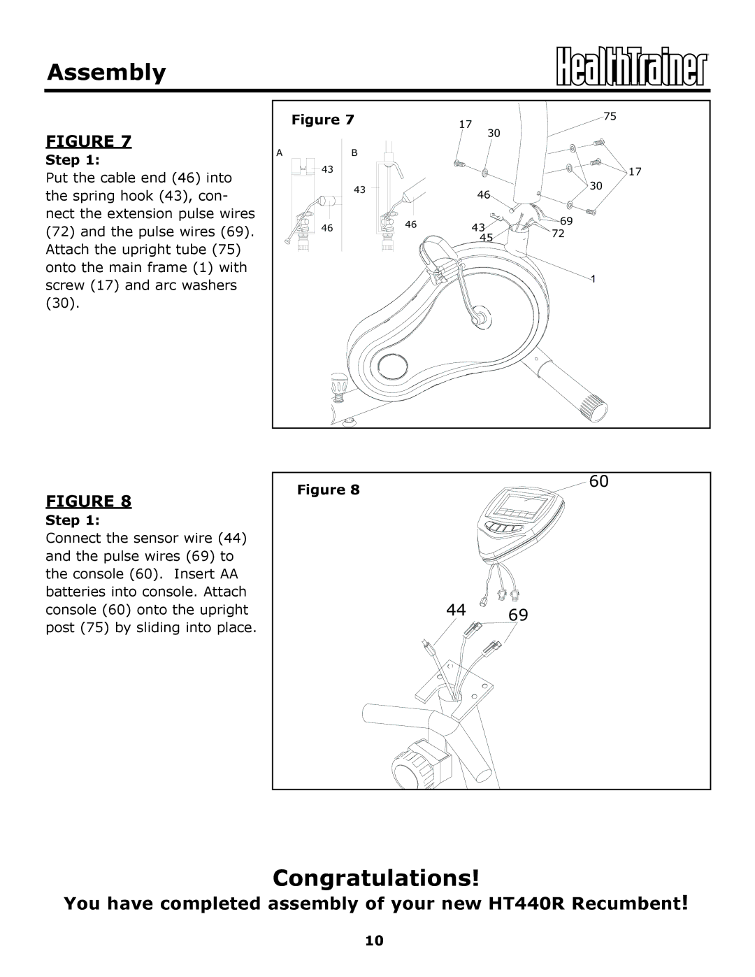 Keys Fitness HT440R owner manual Congratulations 