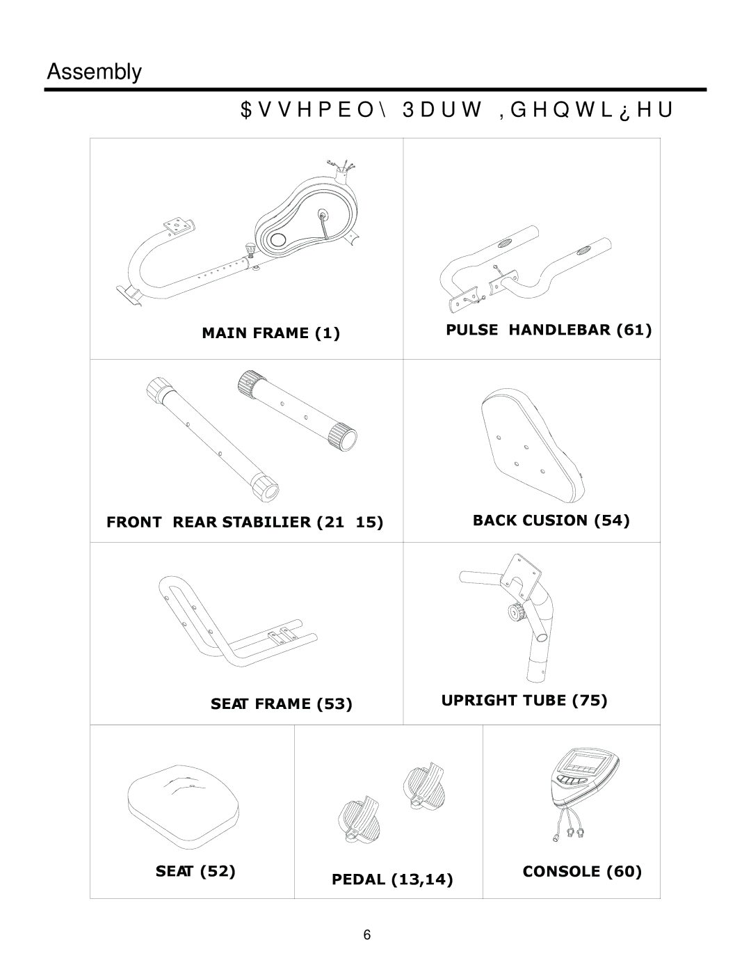 Keys Fitness HT440R owner manual Assembly Part Identifier 