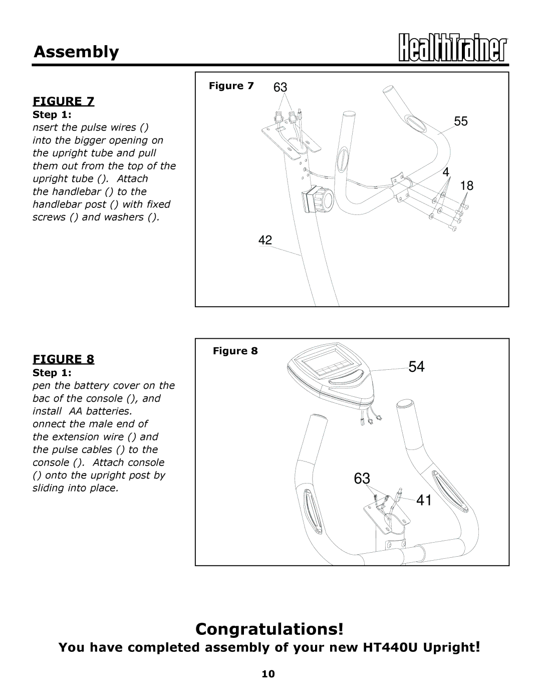 Keys Fitness HT440U owner manual Congratulations 