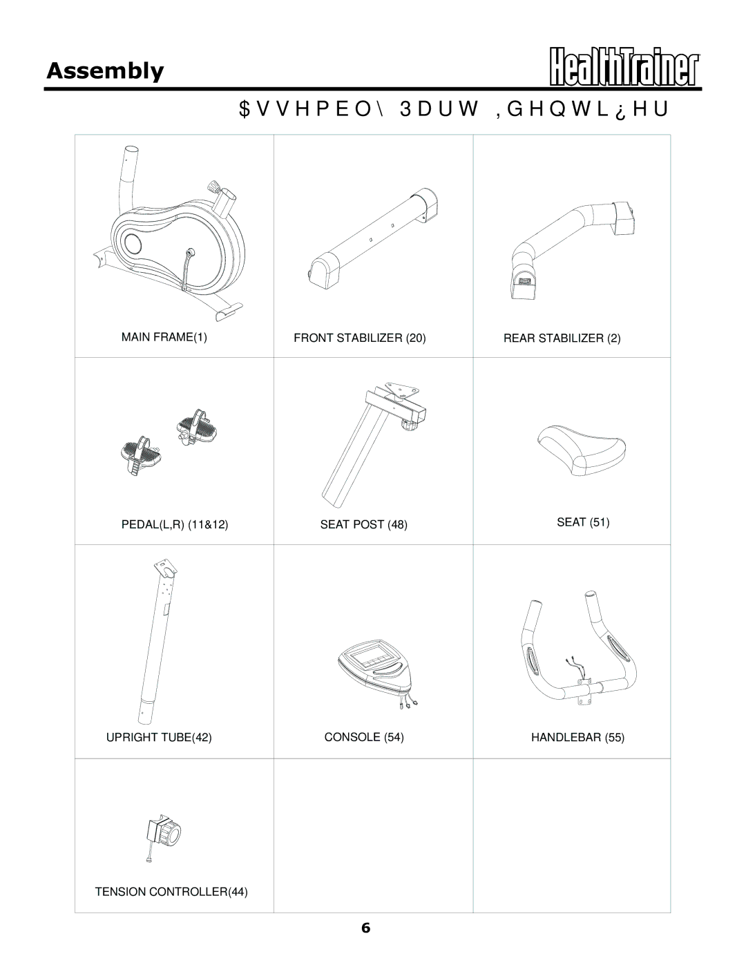 Keys Fitness HT440U owner manual Assembly Part Identifier 