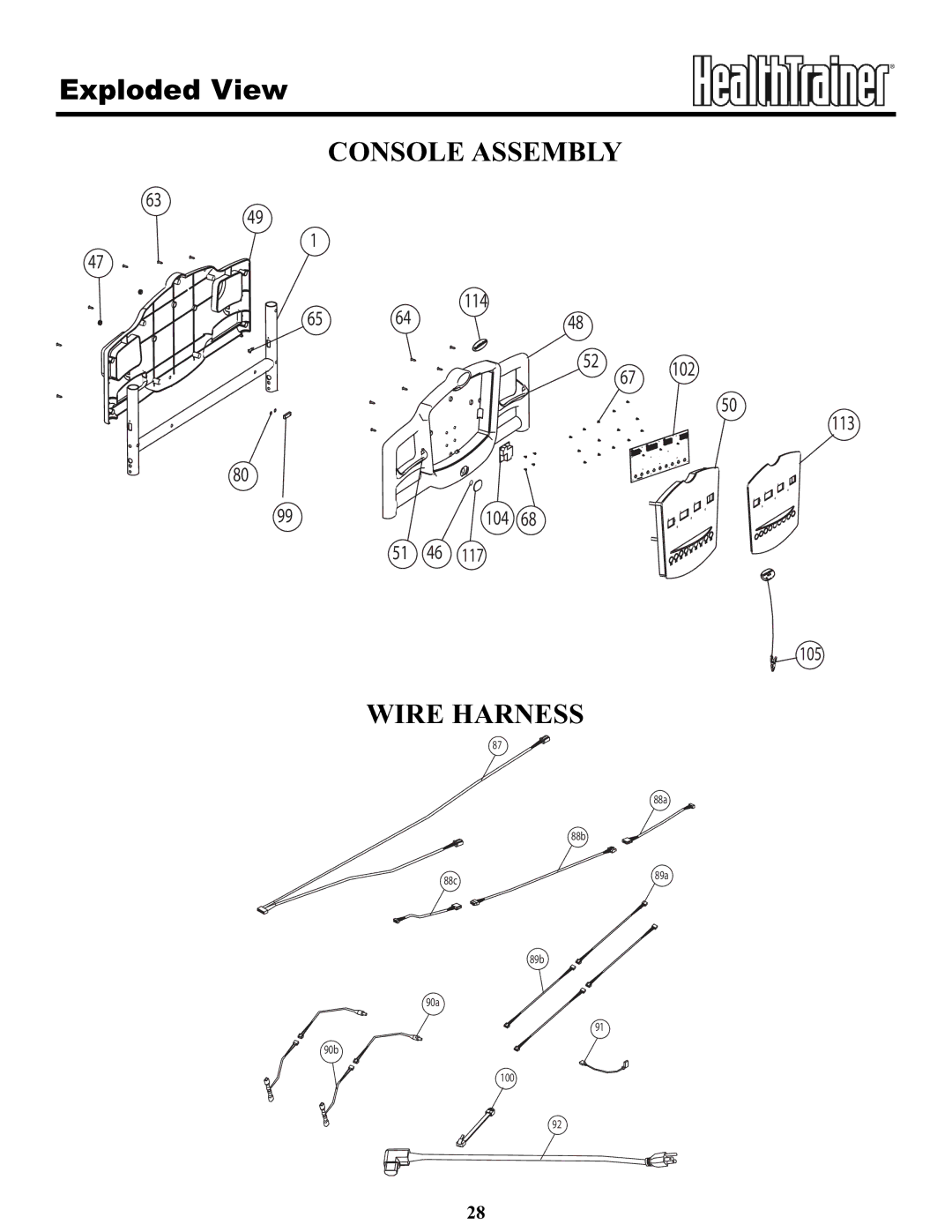 Keys Fitness HT65T.1-CE owner manual Console Assembly 