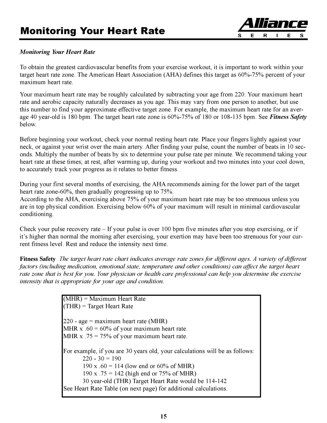 Keys Fitness HT75t owner manual Monitoring Your Heart Rate 