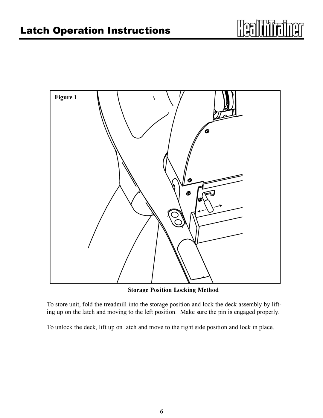 Keys Fitness HT802t owner manual Latch Operation Instructions, Storage Position Locking Method 