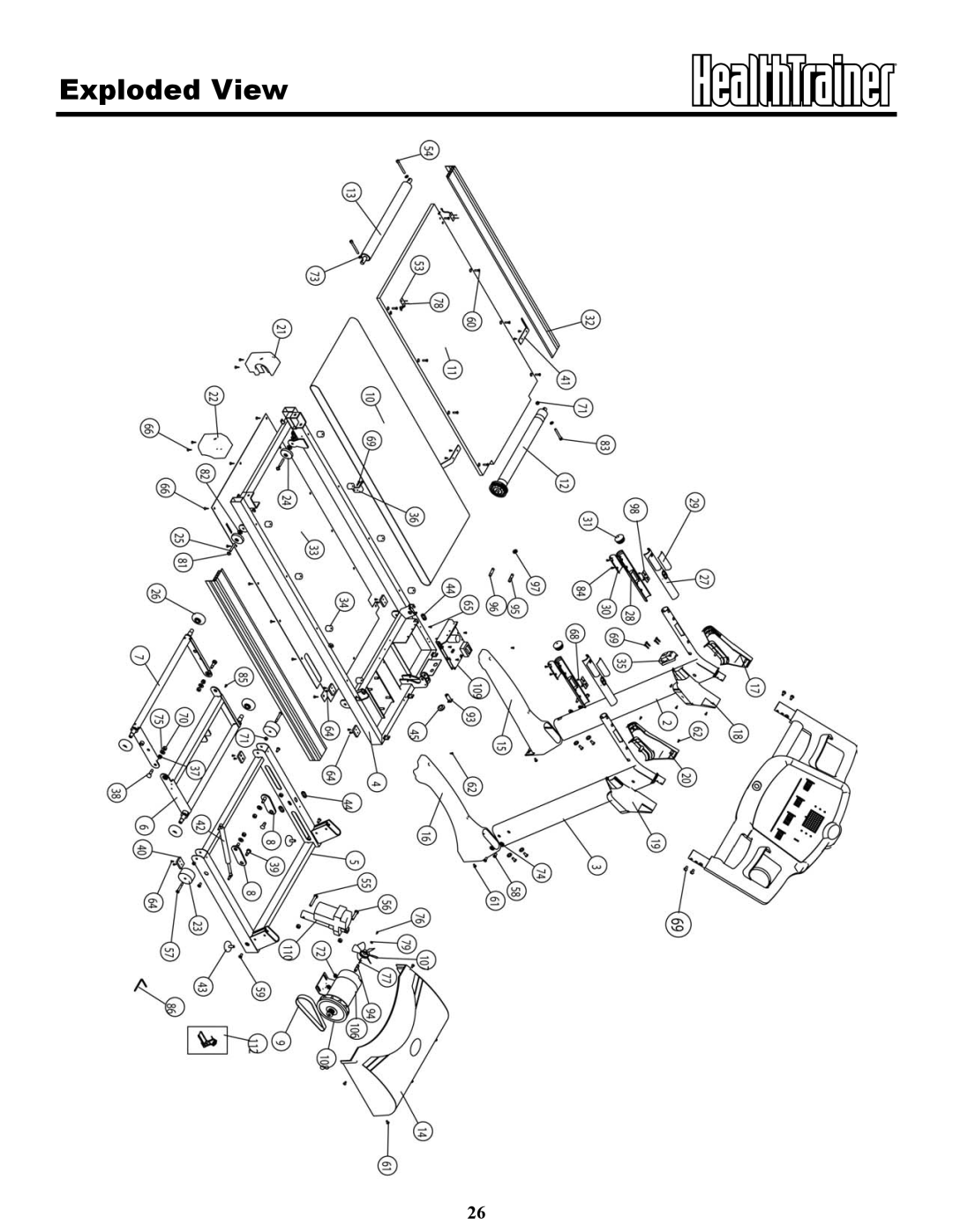 Keys Fitness HT85t owner manual Exploded View 