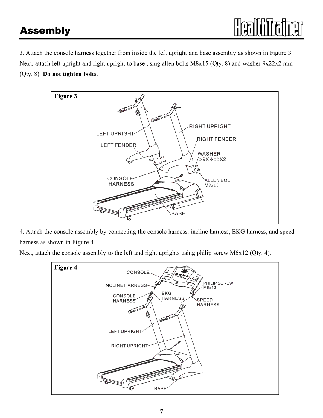 Keys Fitness HT85t owner manual Assembly 