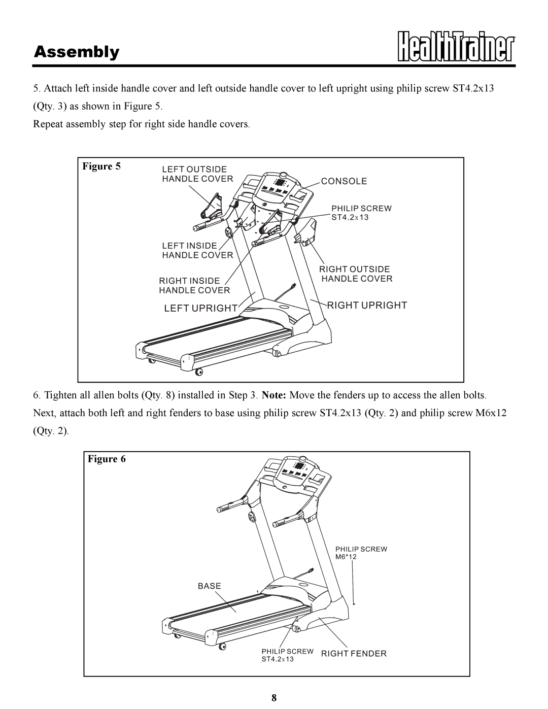 Keys Fitness HT85t owner manual Assembly 