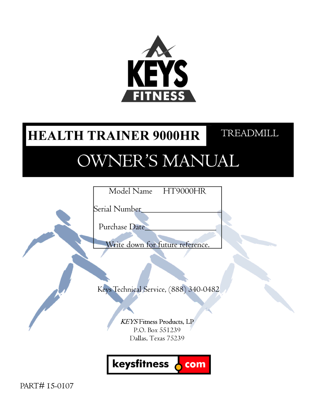 Keys Fitness HT9000 owner manual Health Trainer 9000HR 