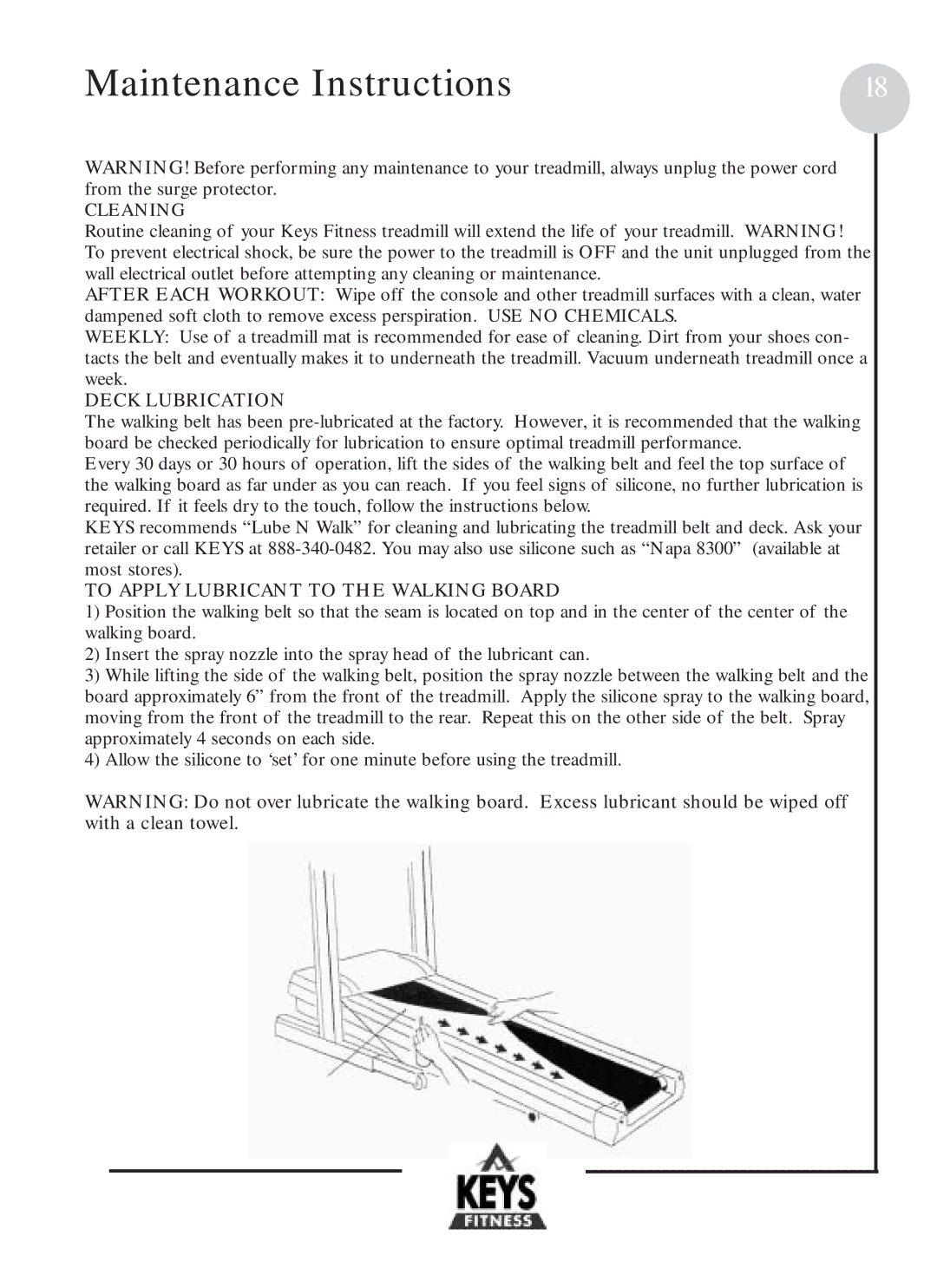 Keys Fitness HT901 owner manual Maintenance Instructions, Cleaning 