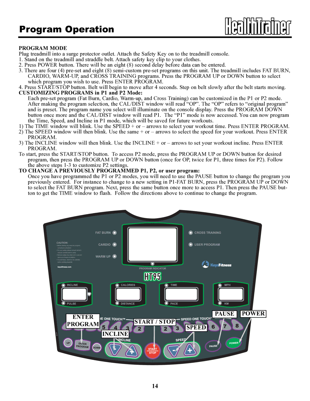 Keys Fitness HT95T-CE owner manual Speed 