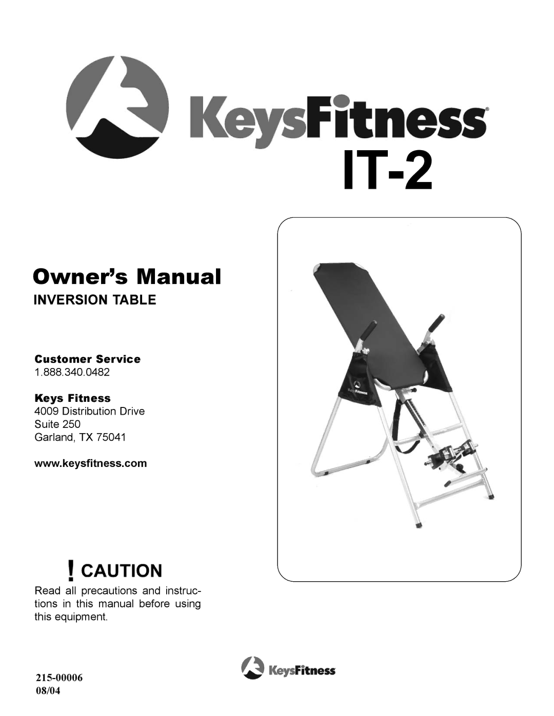 Keys Fitness IT-2 owner manual 