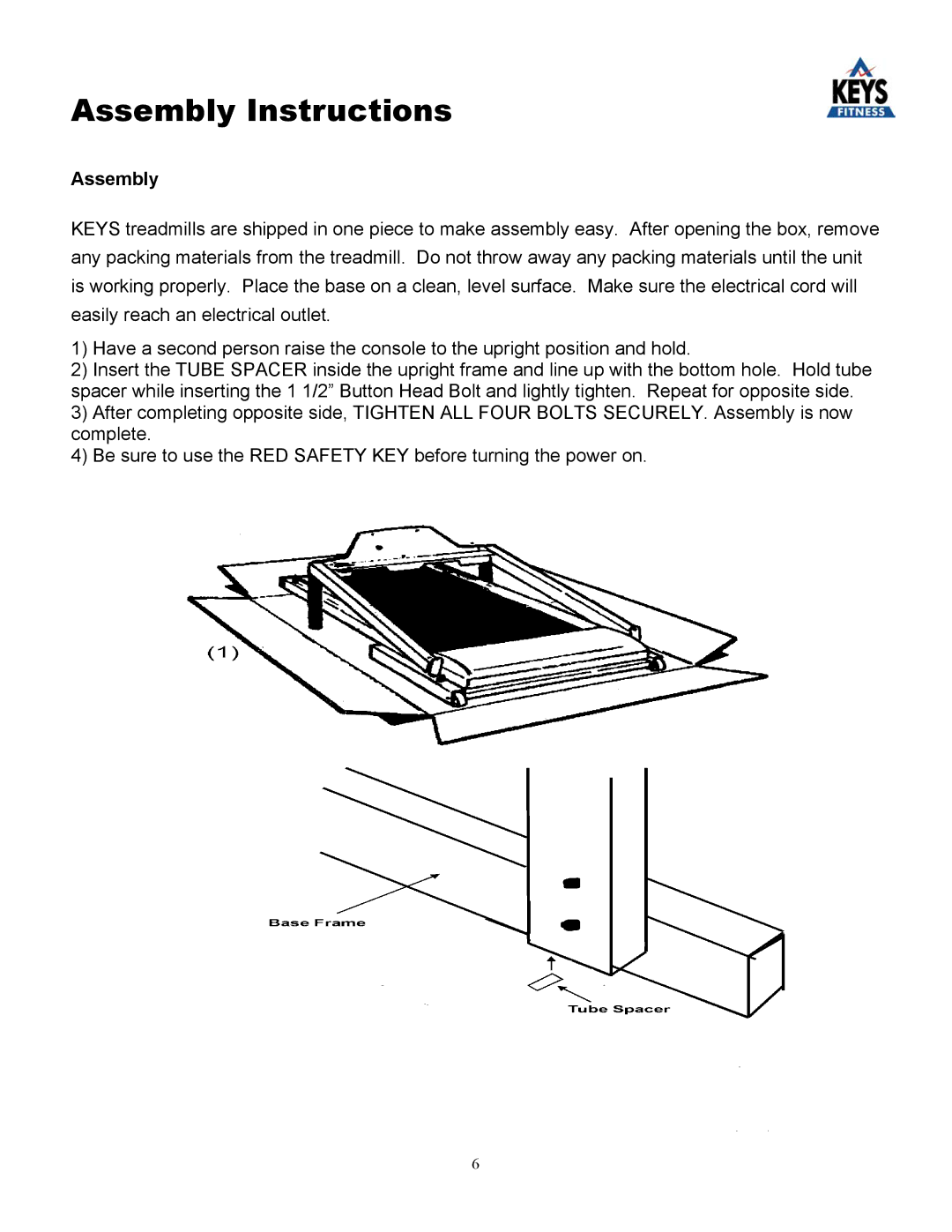 Keys Fitness KEYS800 owner manual Assembly Instructions 