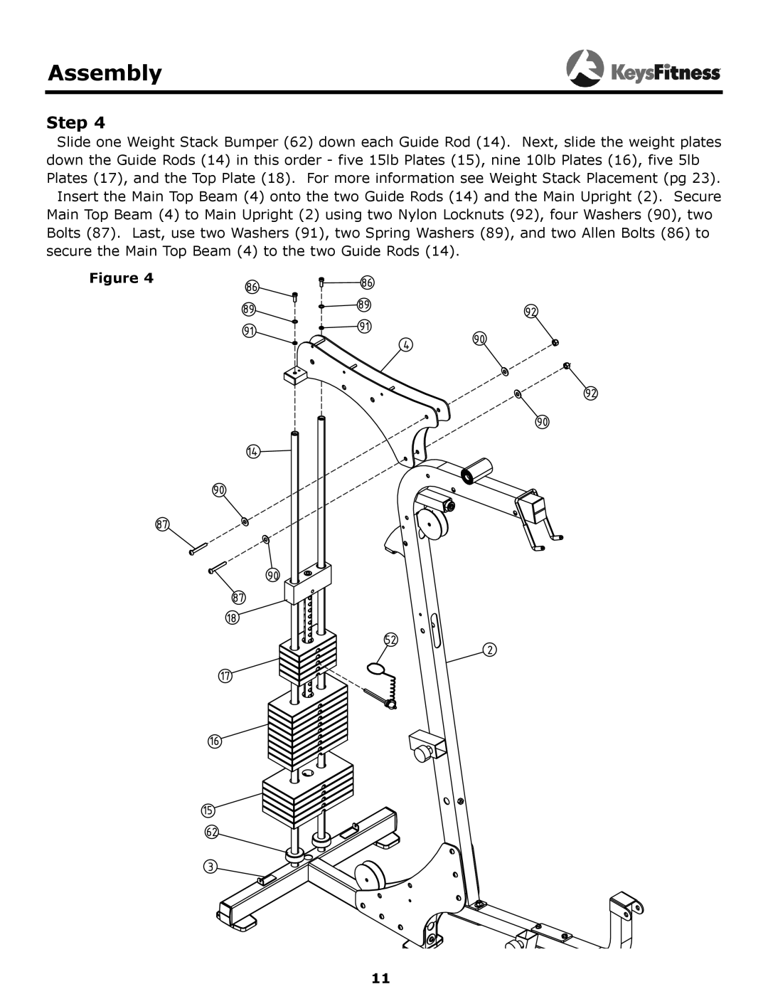 Keys Fitness KF-1560 owner manual Assembly 