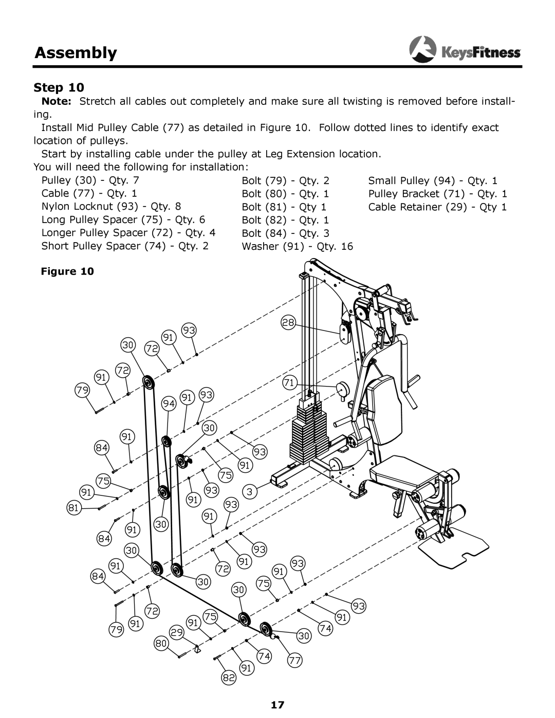 Keys Fitness KF-1560 owner manual Assembly 