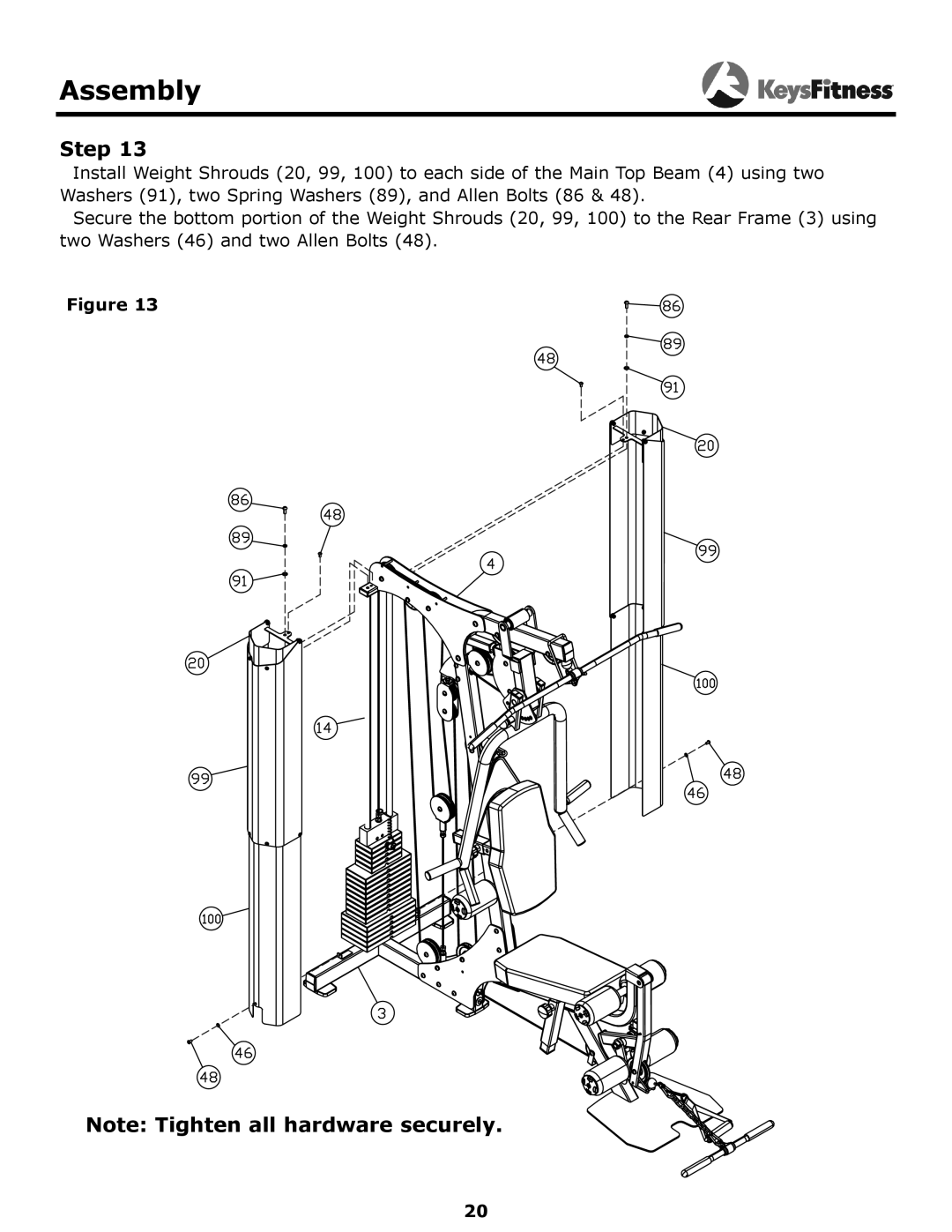 Keys Fitness KF-1560 owner manual Assembly 