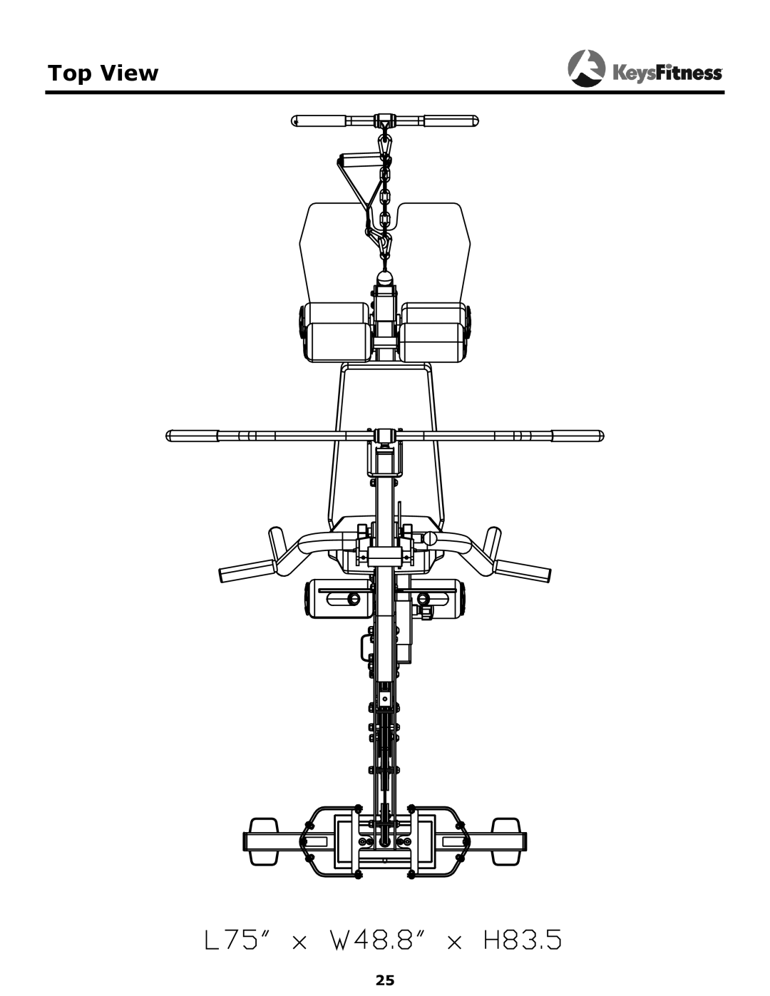 Keys Fitness KF-1560 owner manual Top View 