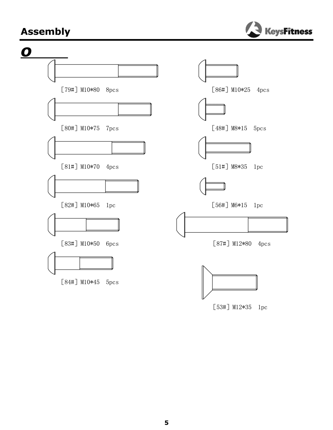 Keys Fitness KF-1560 owner manual Assembly 