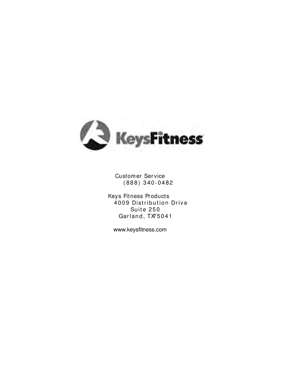 Keys Fitness KF-2-5T owner manual Customer Service 