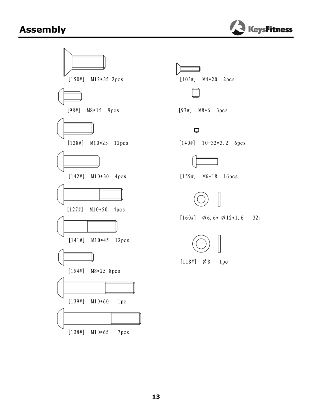 Keys Fitness KF-2060 owner manual Assembly 