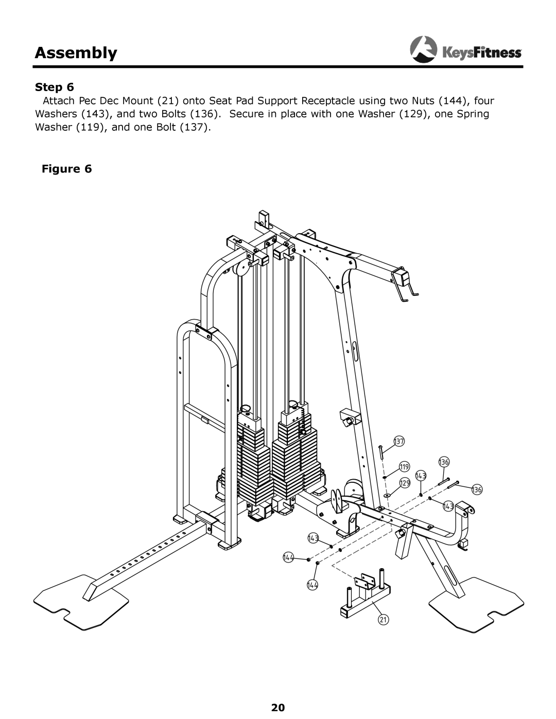 Keys Fitness KF-2060 owner manual Assembly 