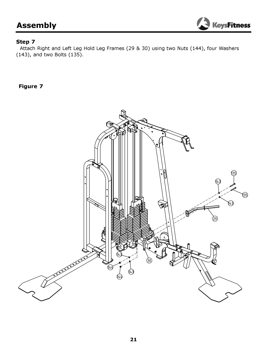 Keys Fitness KF-2060 owner manual Assembly 