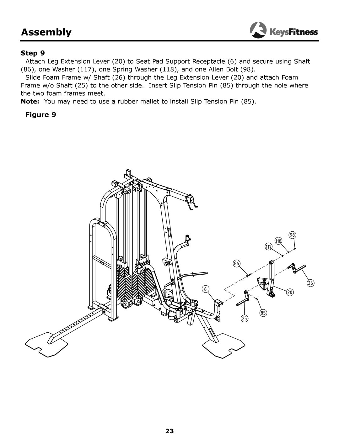 Keys Fitness KF-2060 owner manual Assembly 