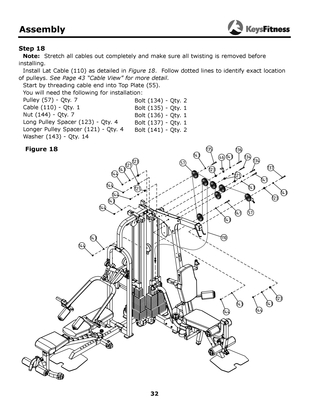 Keys Fitness KF-2060 owner manual Assembly 