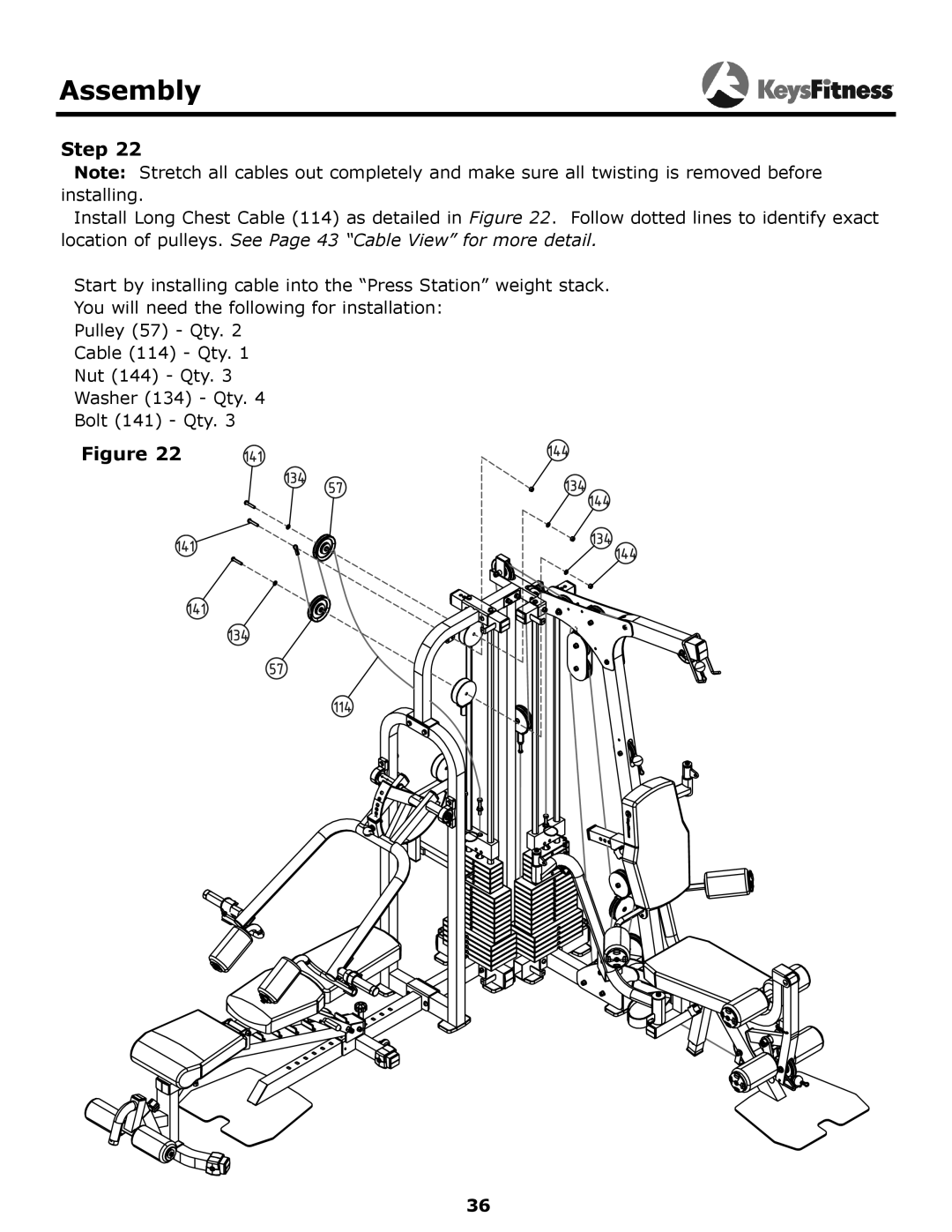 Keys Fitness KF-2060 owner manual Assembly 