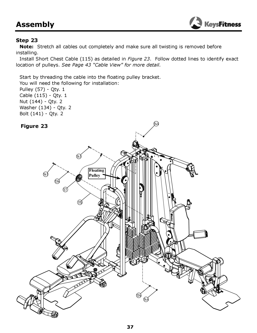 Keys Fitness KF-2060 owner manual Floating Pulley 