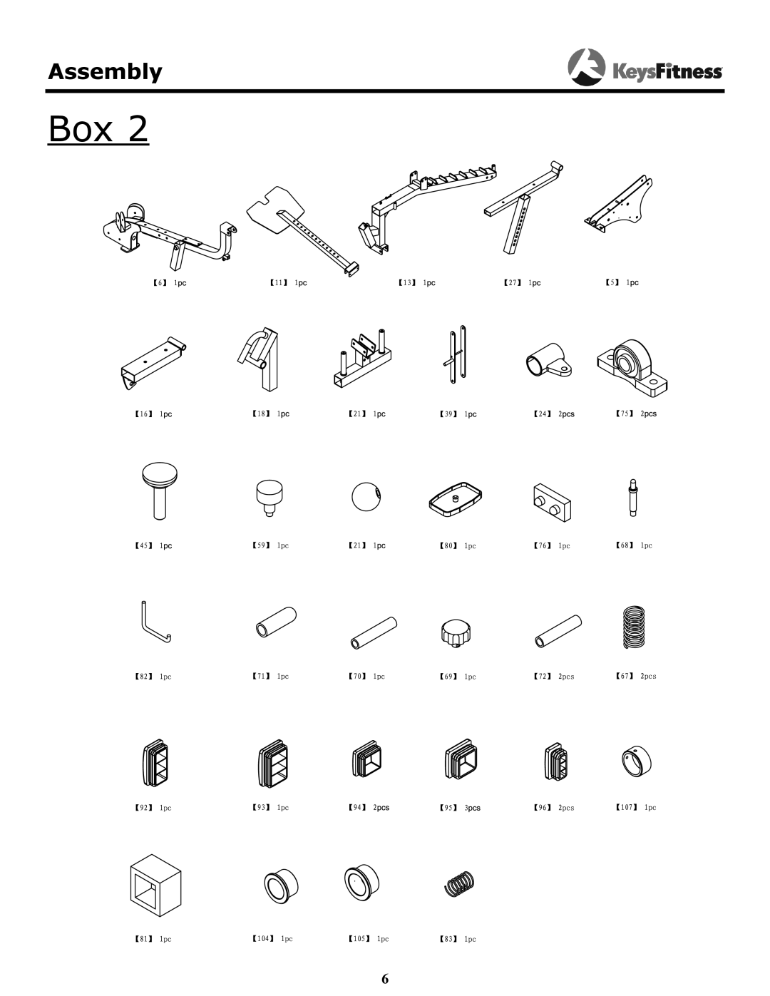 Keys Fitness KF-2060 owner manual Box 