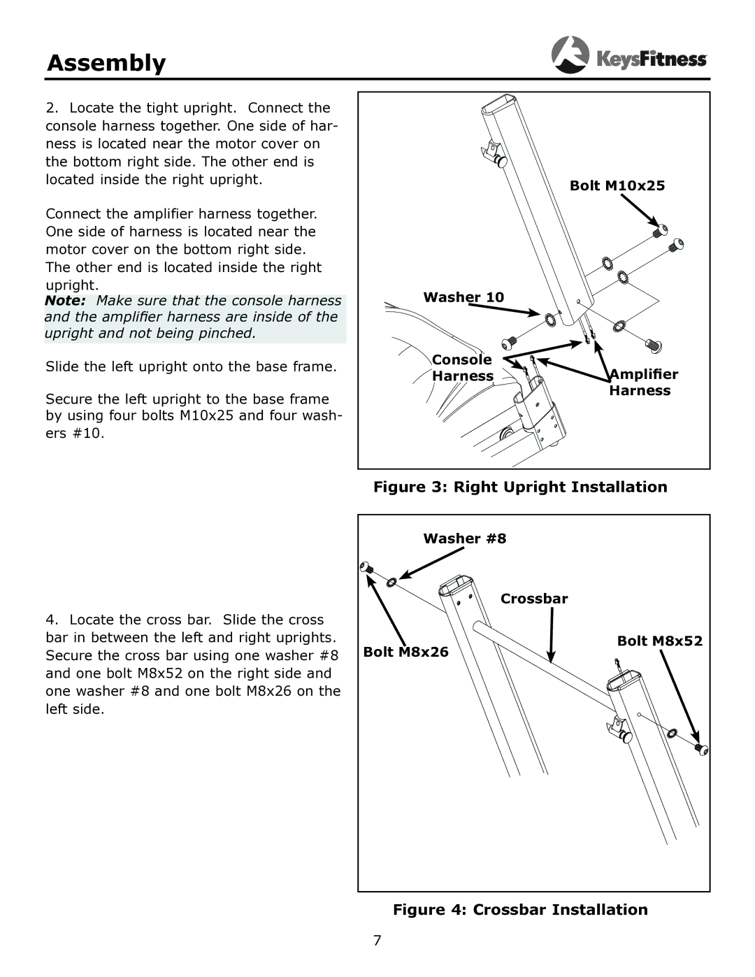 Keys Fitness KF-3.5T owner manual Right Upright Installation 